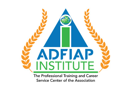 A logo of ADFIAP Institute, a career service center of the association.